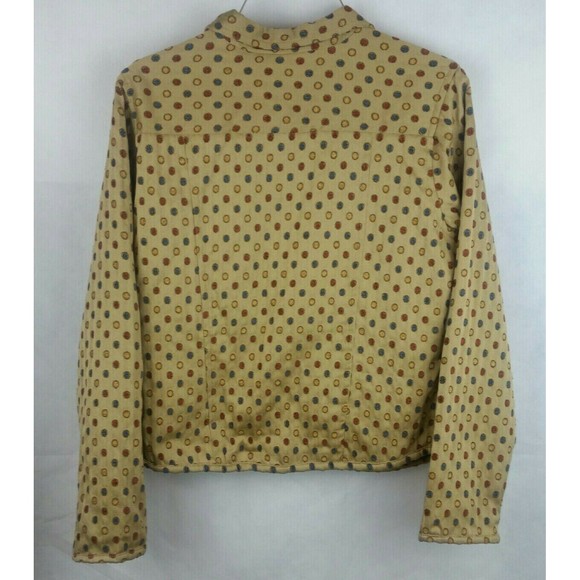 Daniel K Woman's (L)  Gold Jacket with Blue/Red/Yellow Dots-Trucker Jacket Style - Picture 8 of 9